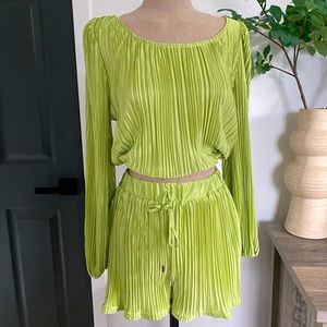 Lime green top and shorts